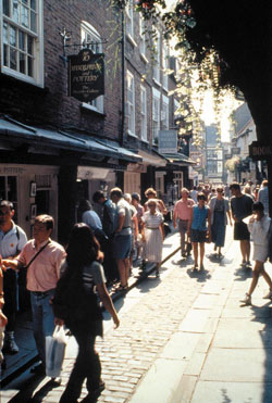 People walking down the Shambles in York