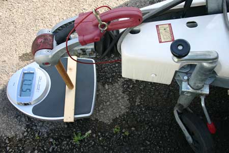 Bathroom scales can be used to measure a caravan's noseweight