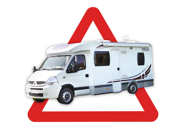 motorhome and red warning triangle