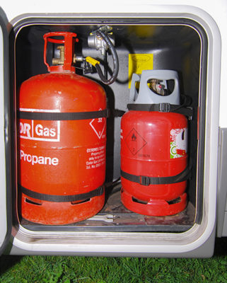Propane gas in a motorhome locker