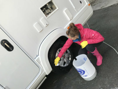 Motorhome cleaning - wheels and tyres