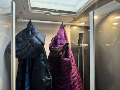 drying clothes in a motorhome shower