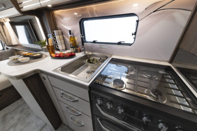 2025 Buccaneer Barracuda kitchen with rectangle sink