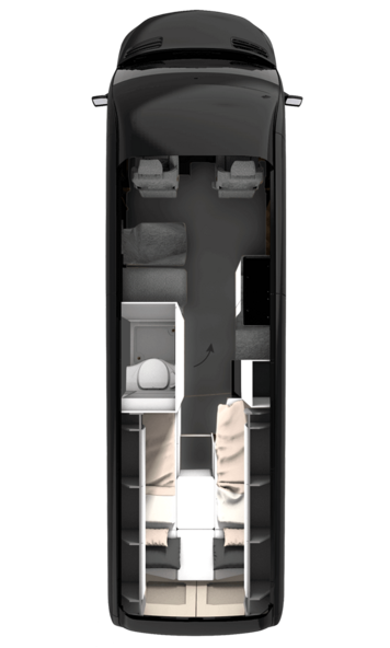 2024 Frankia Yucon K-Peak 7.0 GD campervan floorplan