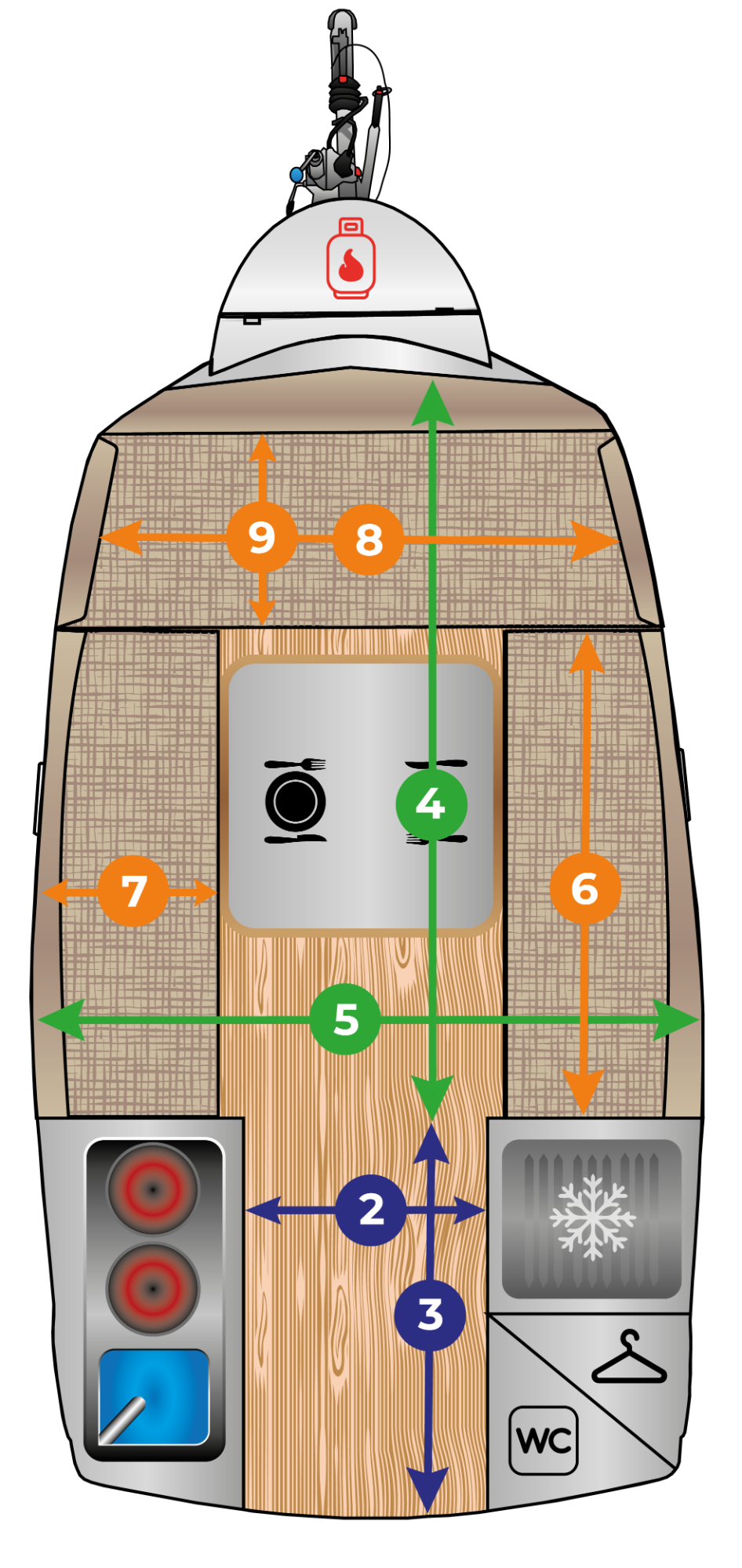 2025 Going Go-Pod Flex micro caravan floorplan